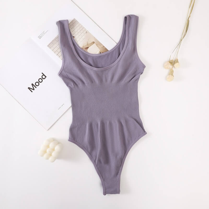 Ribbed Bodysuit Shaper Tummy Control