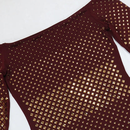 Off Shoulder Rhinestone Dress - Brenda