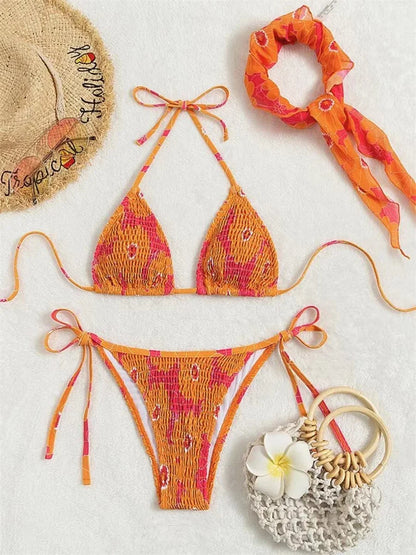 Floral Print Draped Bikini Set - Nadja