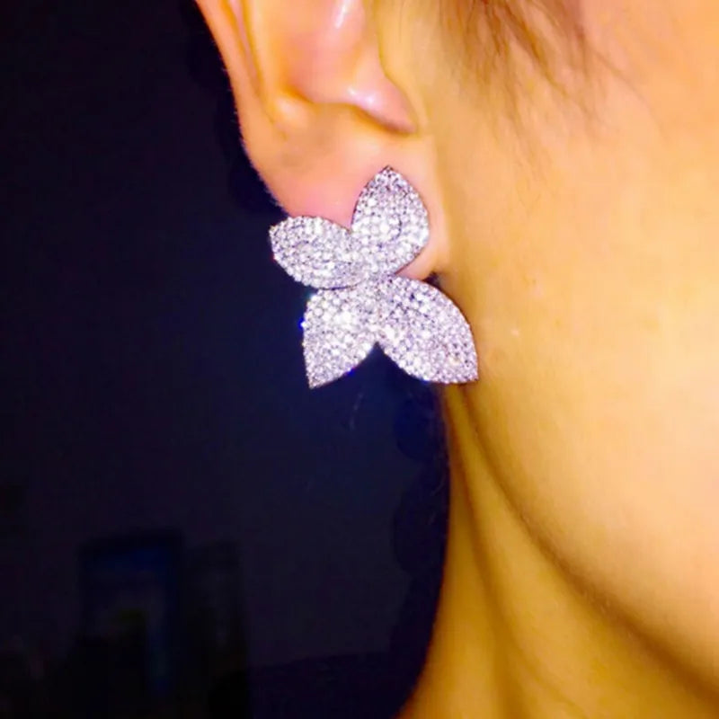 Zirconia Stud Flower Earrings - Belle