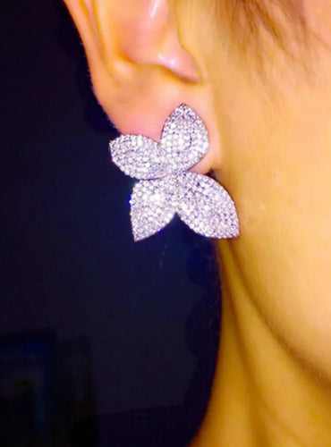 Zirconia Stud Flower Earrings - Belle