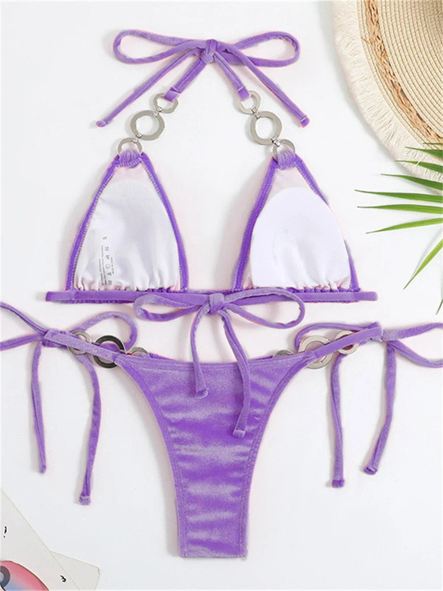 Velvet Triangle Bikinis Set - Dream