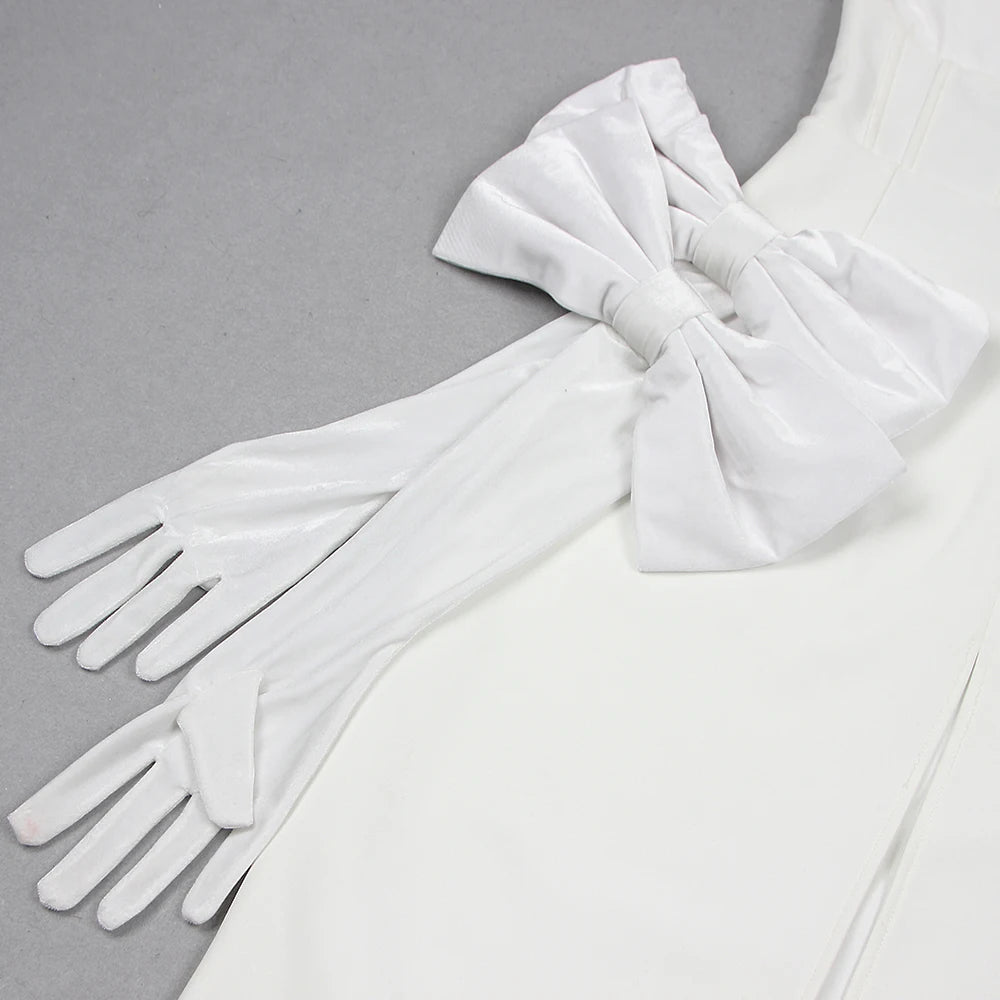 Slit Bow With Gloves Dress - Gora