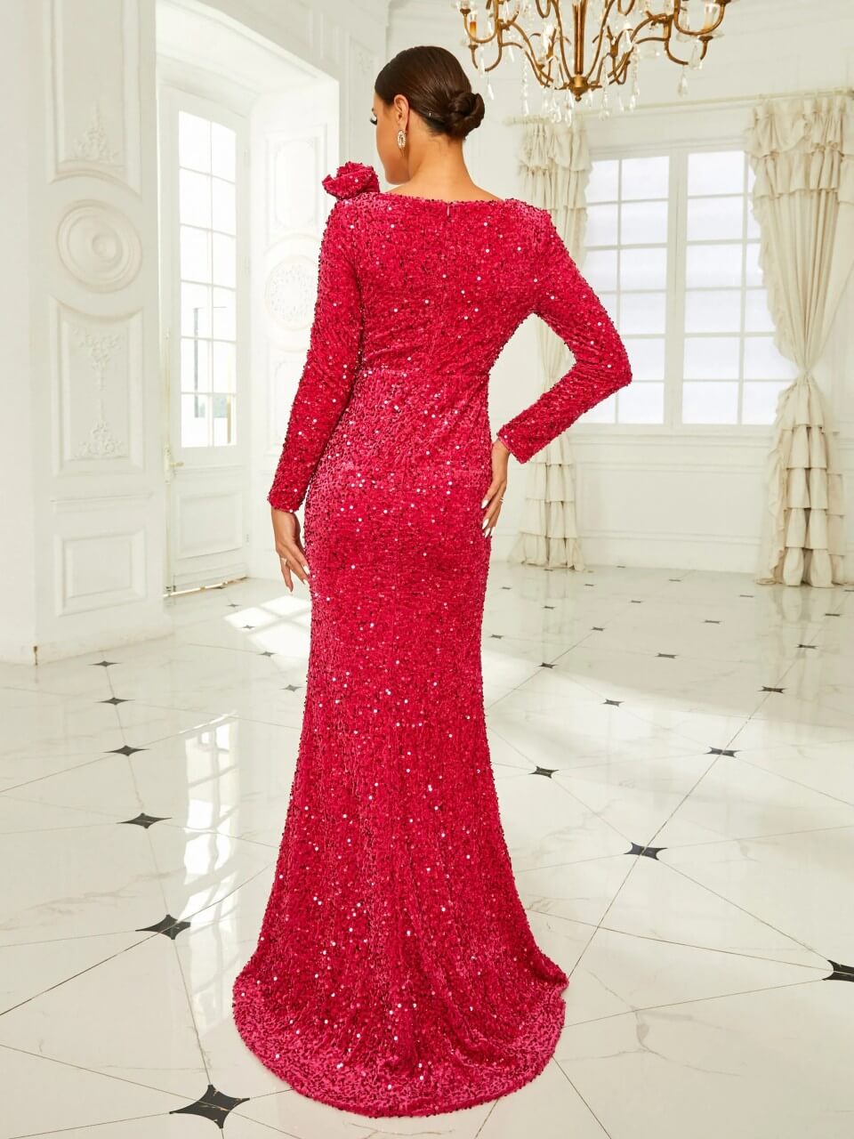 Rose Mermaid Evening Dress - Glissia