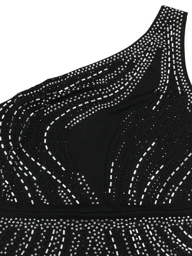 High Split Rhinestone Dress - Malva