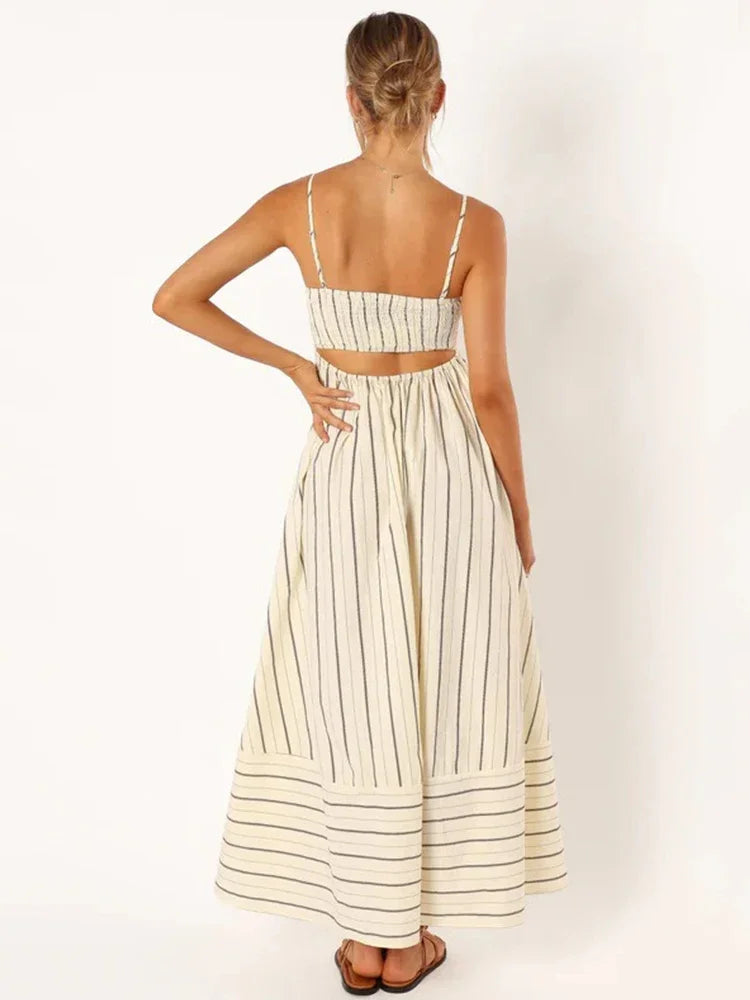 Striped Cut Out Dress - Leslie