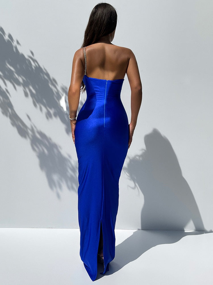 One Shoulder Backless Sexy Maxi Dress - Lila