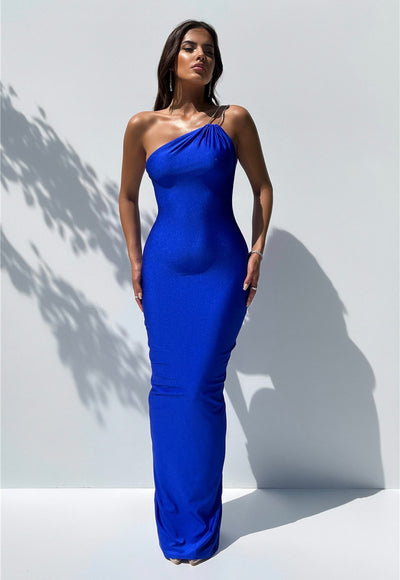 One Shoulder Backless Sexy Maxi Dress - Lila