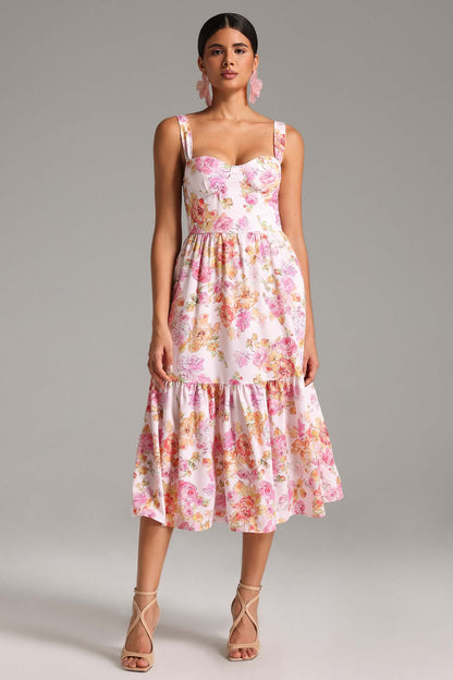 Midi Floral Print Dress - Ariel