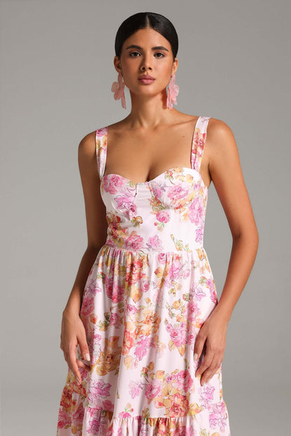 Midi Floral Print Dress - Ariel