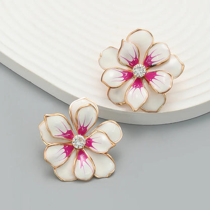 Metal Flower Enamel Earring - Jessica