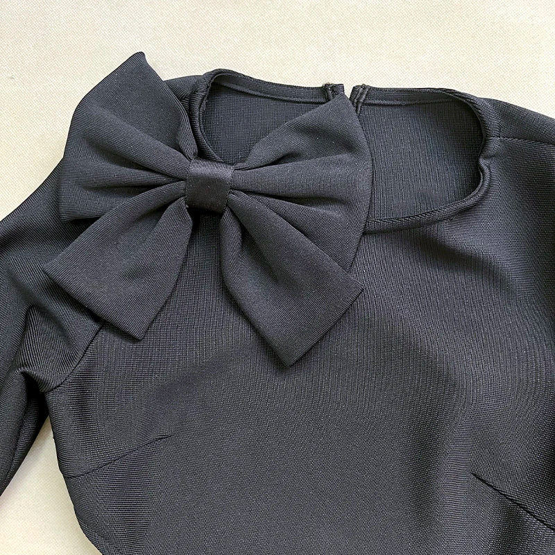 Long Sleeve Bow Dress - Babi