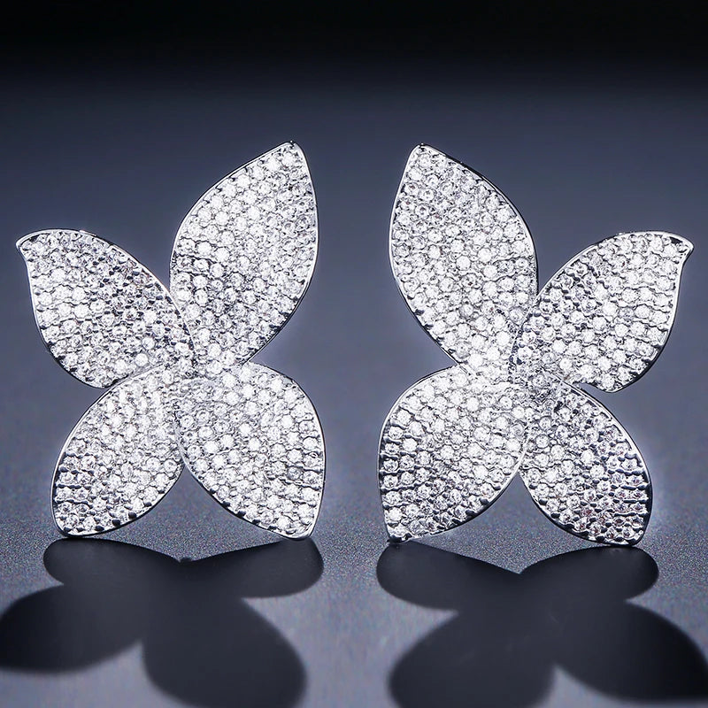 Zirconia Stud Flower Earrings - Belle