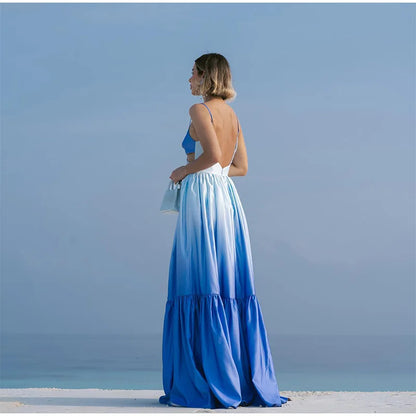 Elegant Hollow Gradient Long Dress - Sabrina