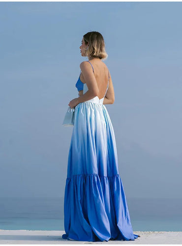 Elegant Hollow Gradient Long Dress - Sabrina