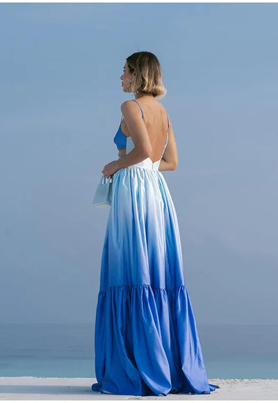 Elegant Hollow Gradient Long Dress - Sabrina