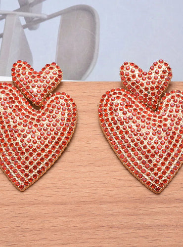 Heart Crystal Rhinestone Earrings - Ginna