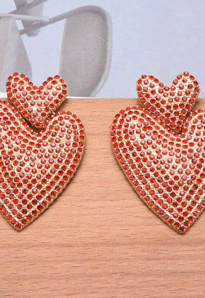 Heart Crystal Rhinestone Earrings - Ginna