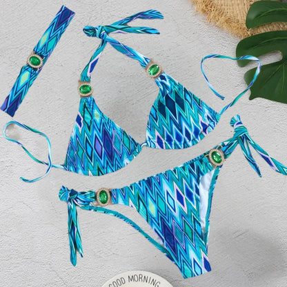 Print Rhinestones Bikini - Dalia