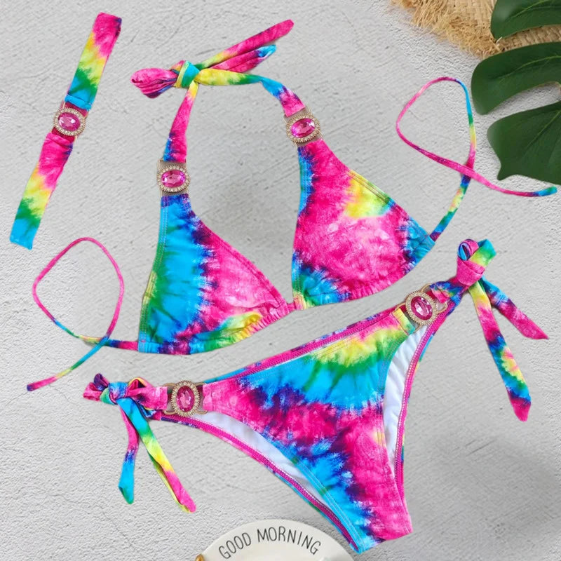 Print Rhinestones Bikini - Dalia