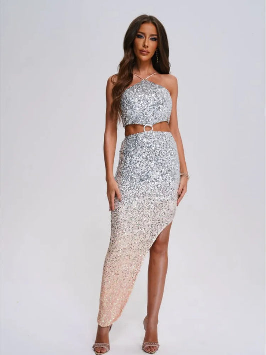 Sexy Backless Gradient Sequins Dresses - Ariel