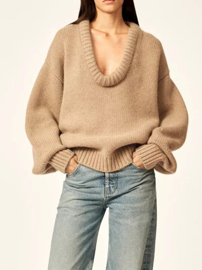 Loose O Neck Knit Sweater - Linda