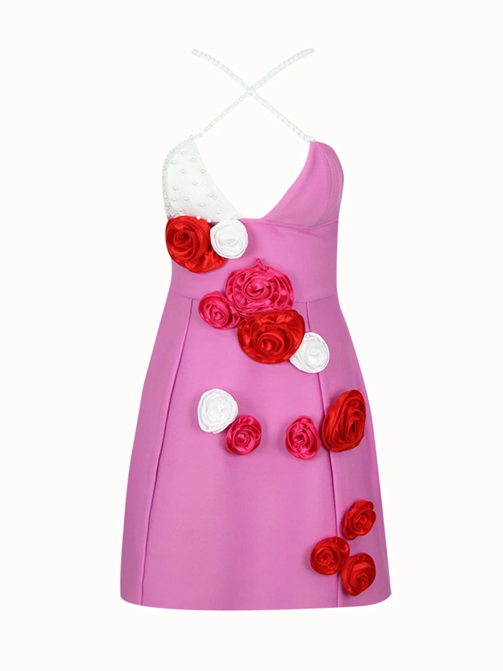 V-neck Beaded Flower Dress - Cintia