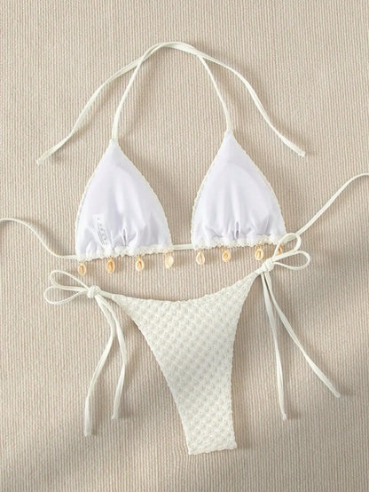 White Shell Design Bikinis Set - Hawaii