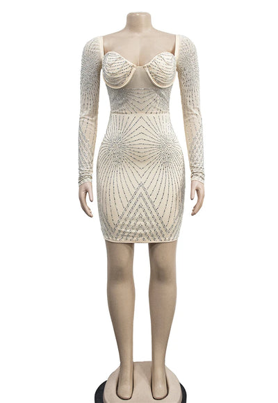 Rhinestone Bodycon Dress - Wellie