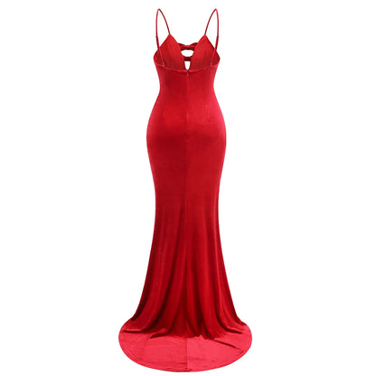 Red V-Neck Bodycon Dress - Lavinia