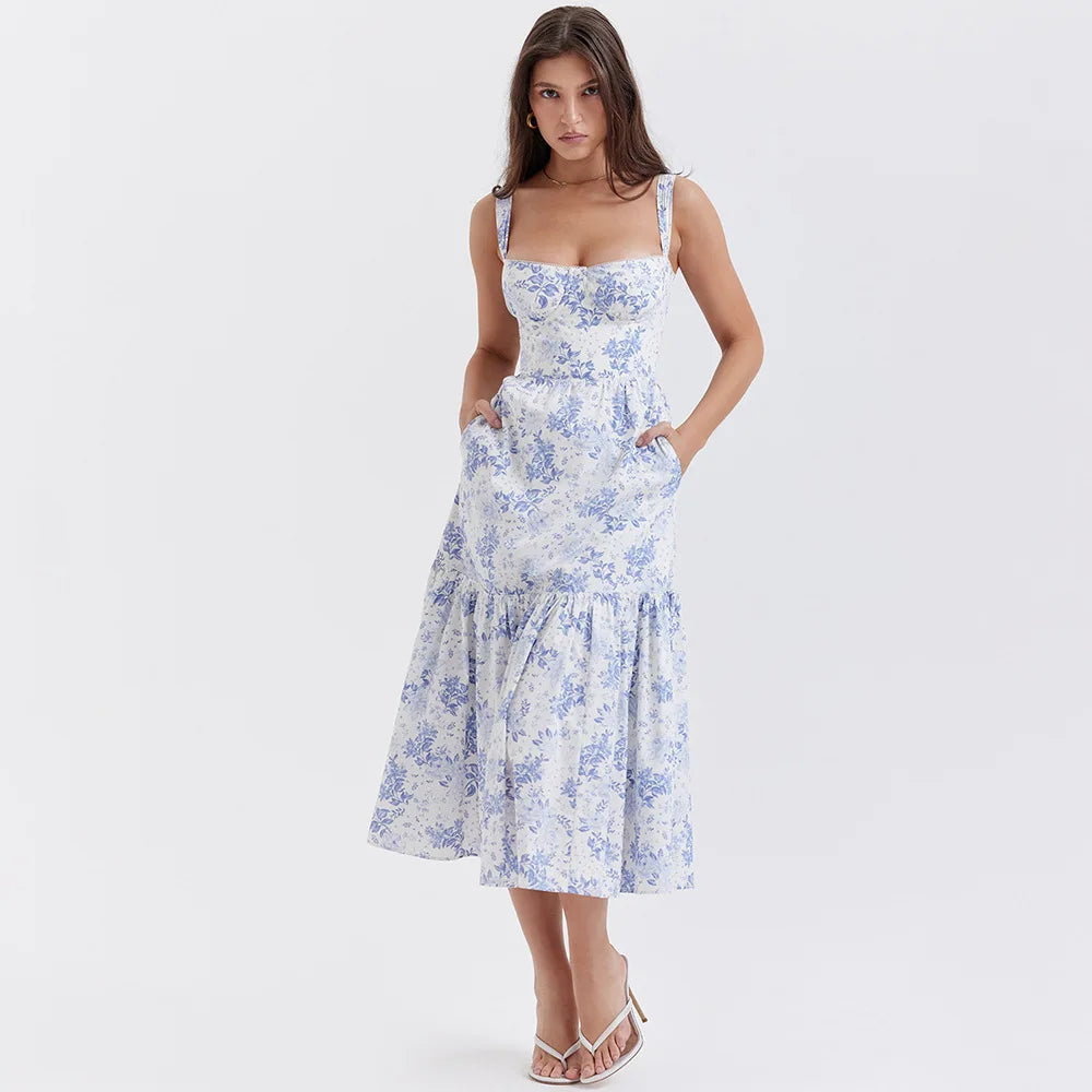 Midi Floral Print Dress - Ariel