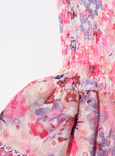 Flower Printing Elastic Dress - Akira