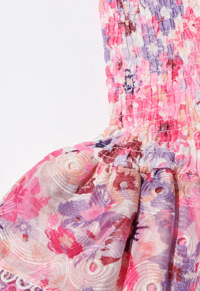 Flower Printing Elastic Dress - Akira