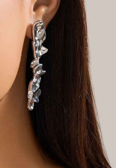 Irregular Liquid Metal Earring - Naomi