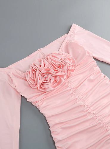 Flower Design Folds Dress - Gisele