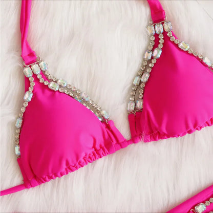 Luxury Rhinestones Push Up Bikini - Reiley