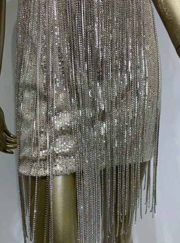Sexy Strapless Mirror Feather Dress - Glenda
