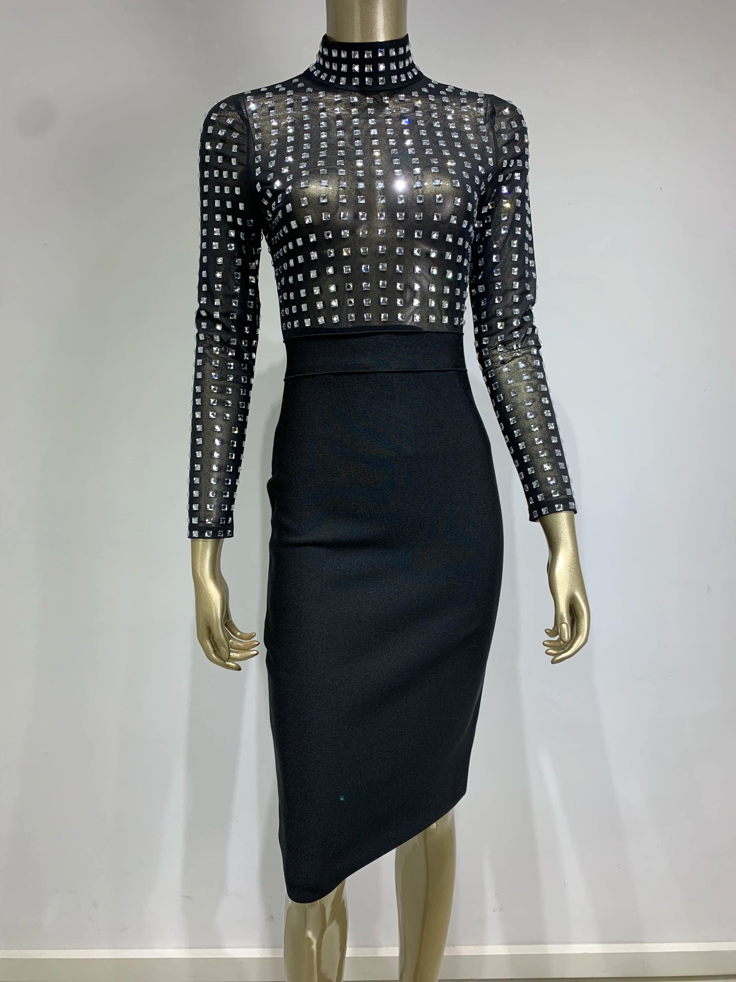 Turtleneck Rhinestone Dress - Suzi