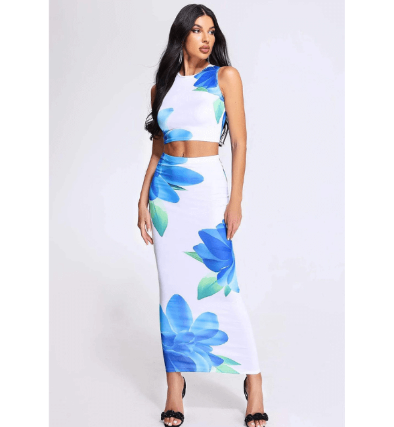 Print Flower Top Tank Maxi Skirt - Maui