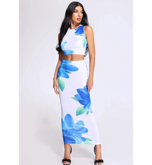 Print Flower Top Tank Maxi Skirt - Maui