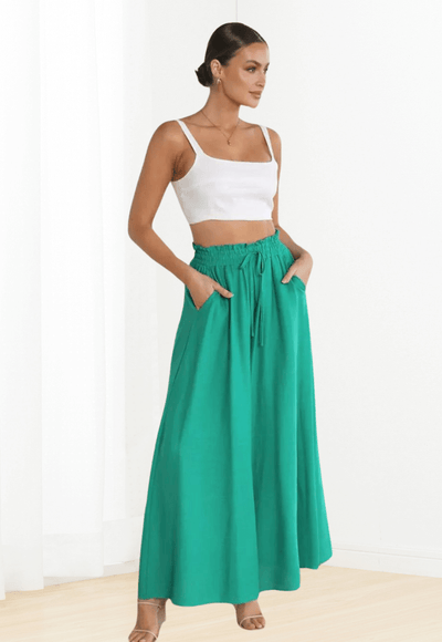 Summer Wide Leg With Elastic Waistband Pants - Alina