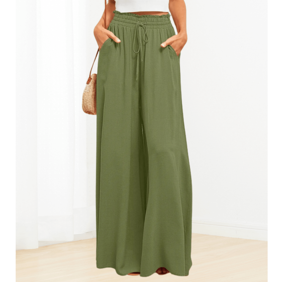 Summer Wide Leg With Elastic Waistband Pants - Alina