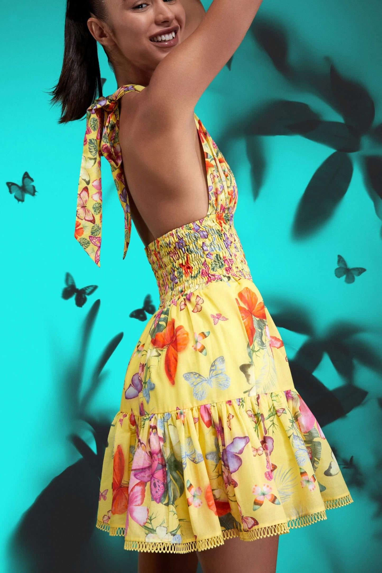 Backless Printing Halter Dress - Kira