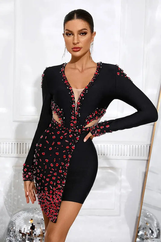 V Neck Beading Dress - Alari