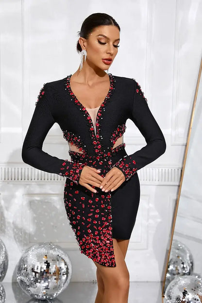 V Neck Beading Dress - Alari