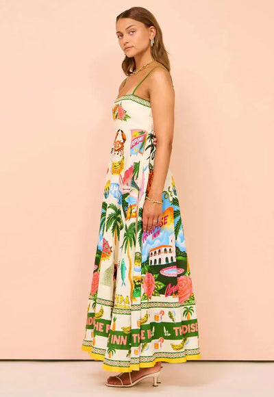 Spaghetti Printed Strap Dress - Ravana