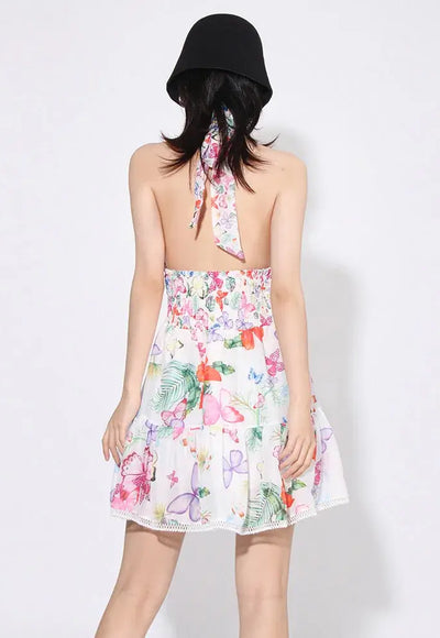 Backless Printing Halter Dress - Kira