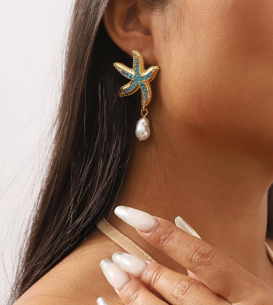 Rhinestone Starfish Earring - Akira