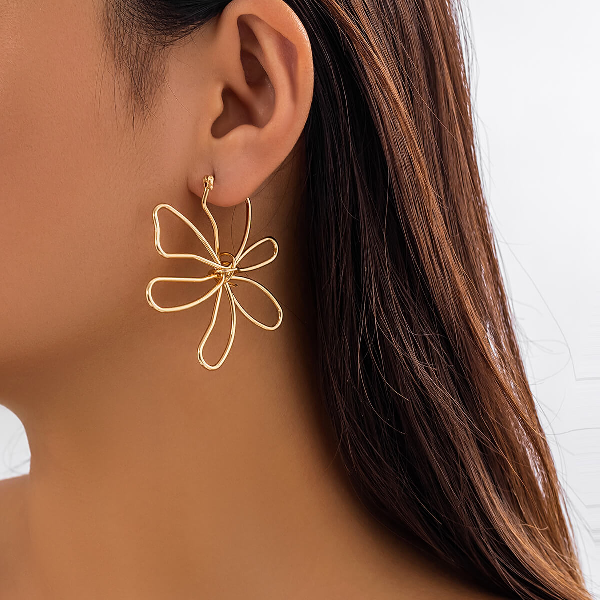 Metal Mordern Flower Earrings - Flore