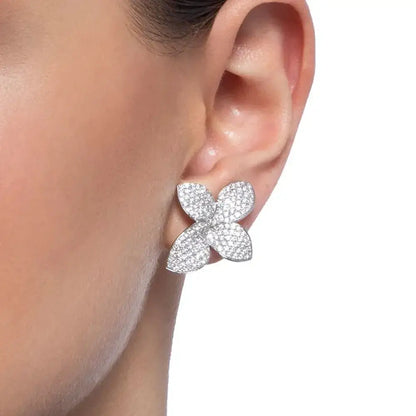 Zirconia Stud Flower Earrings - Belle